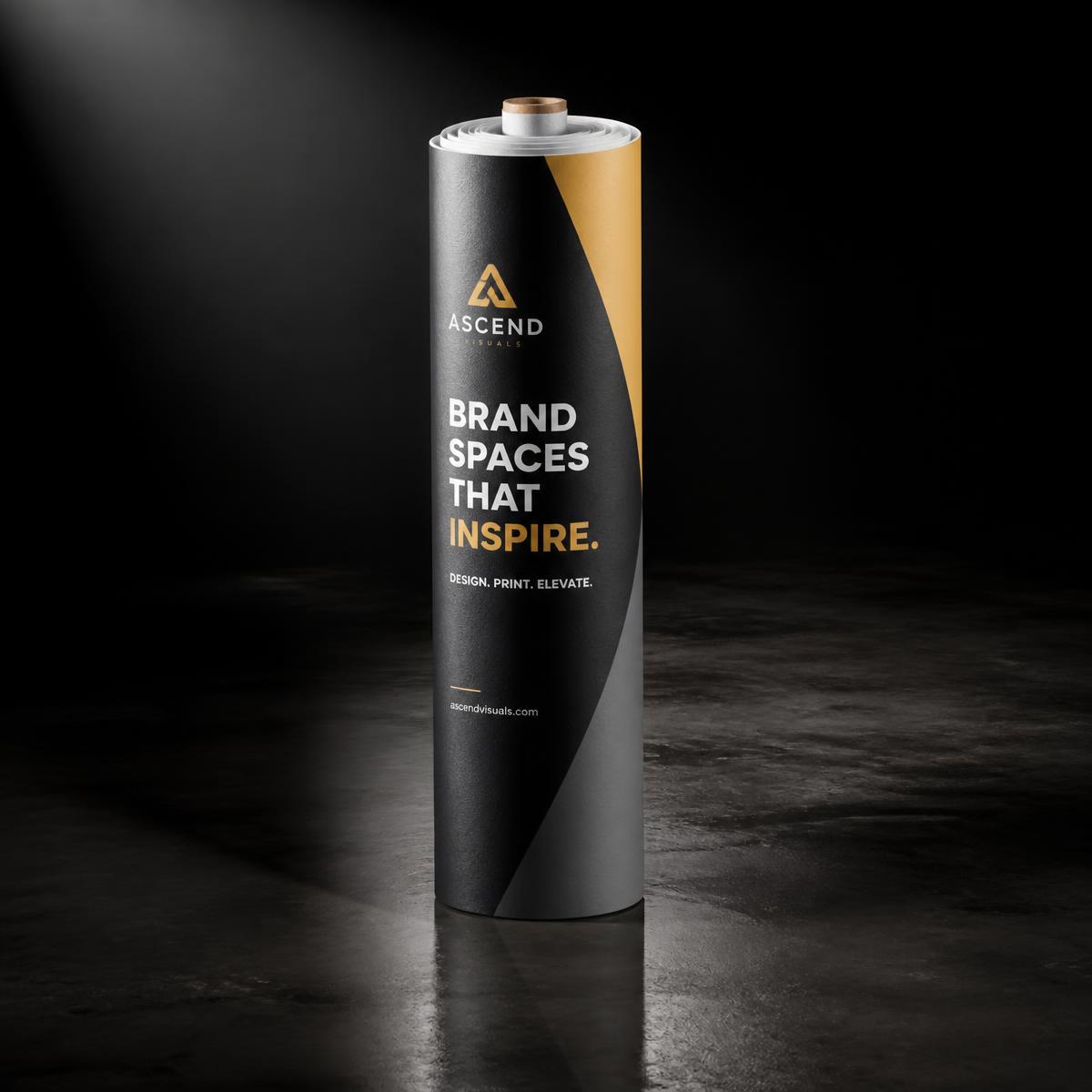 Printed flexi banner roll under studio light