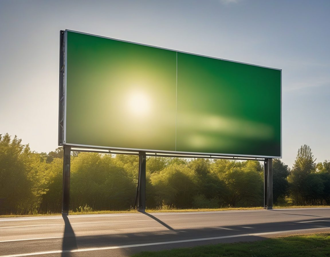 A large billboard panel on a steel frame beside a road