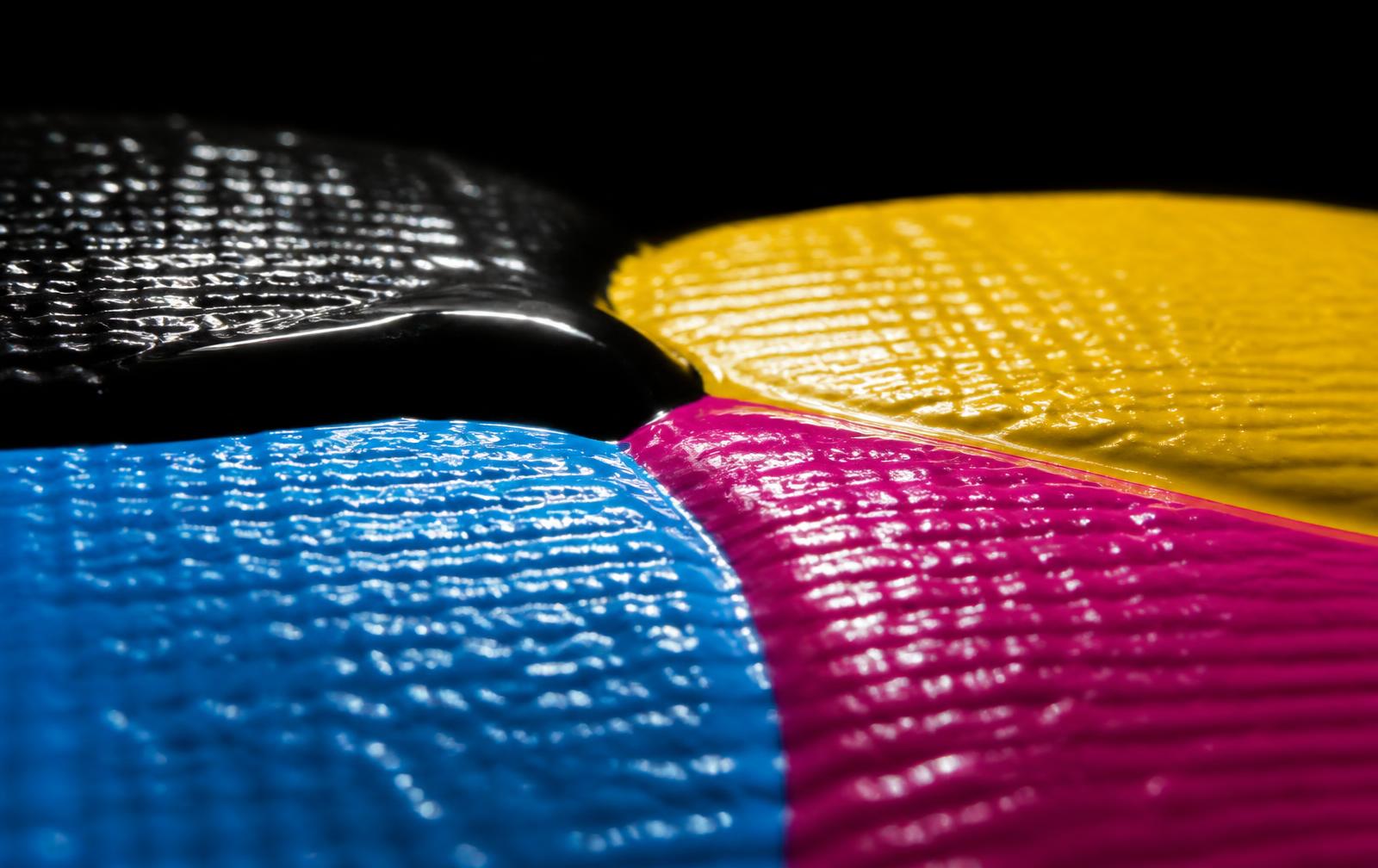 Macro detail of CMYK ink on flexi vinyl